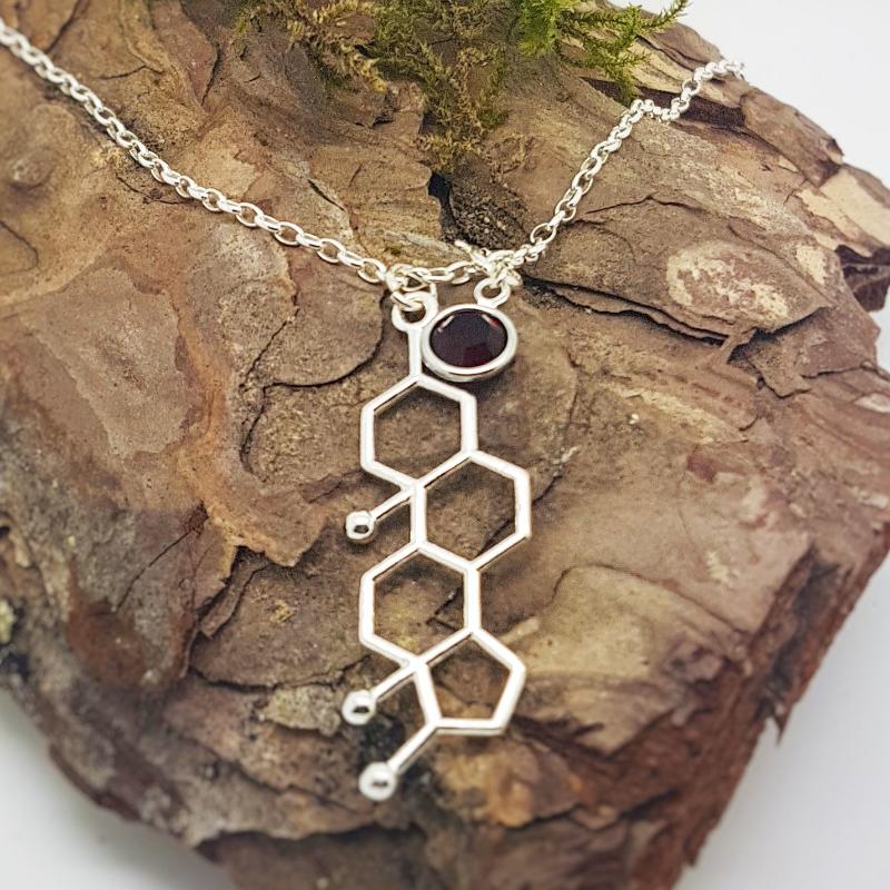 Be Mindful Necklace with Testosterone Molecule Pendant