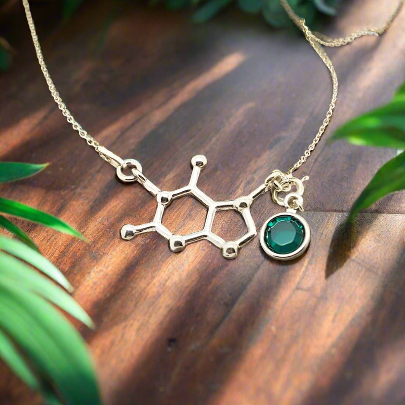 Be Sweet Necklace with Chocolate Molecule Pendant and detachable birthstone