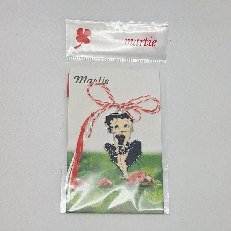 Martisor Betty Boo Lucky Spring Charm - Personalised Sterling Silver Jewellery Ireland. Birthstone necklace. Shop Local Ireland - Ireland