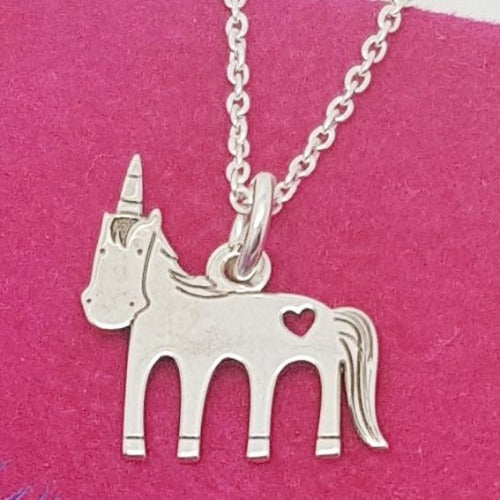 Close-up of Unicorn Pendant with Cut-Out Heart