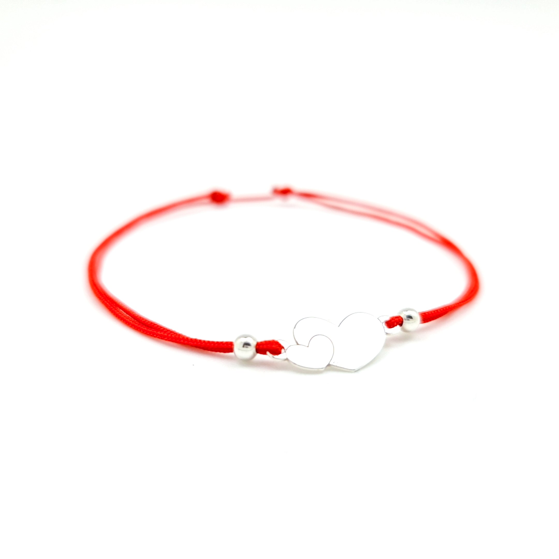 Silver Double Heart slip knot Red Cord Bracelet - Personalised Sterling Silver Jewellery Ireland. Birthstone necklace. Shop Local Ireland - Ireland
