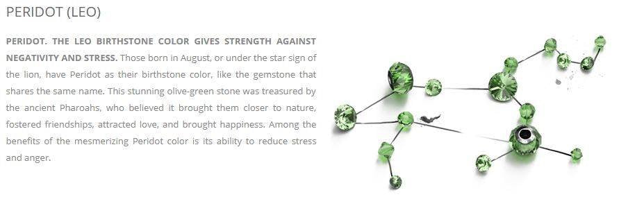August BIRTHSTONE LEO Peridot crystal set, [product type], - Personalised Silver Jewellery Ireland by Magpie Gems