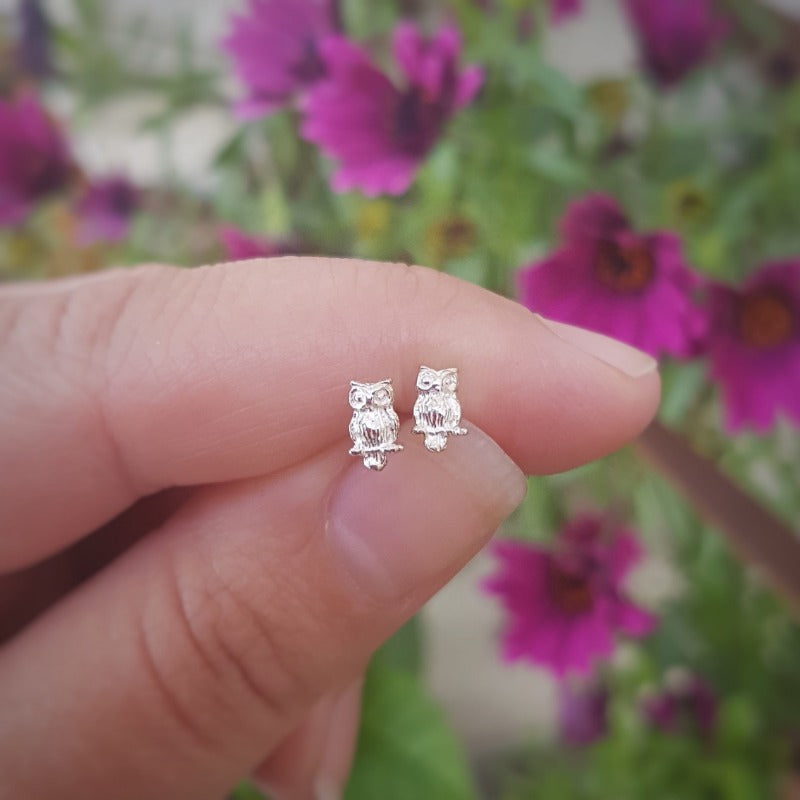 Detailed Owl Silver Studs for Women and Girls